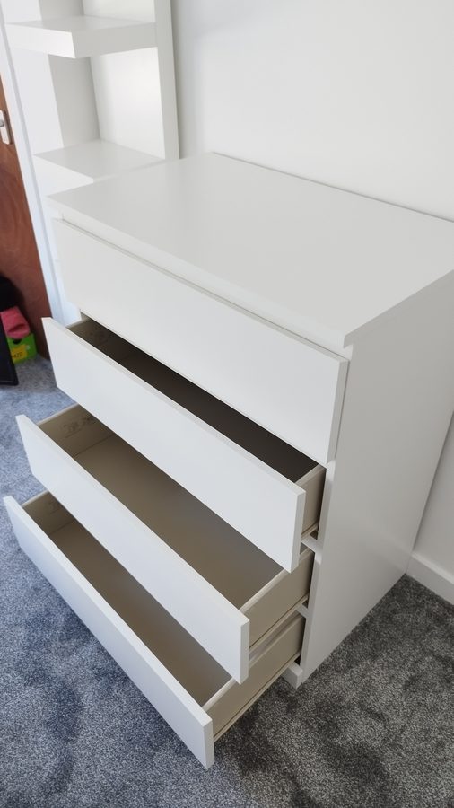 White MALM 4-drawer open